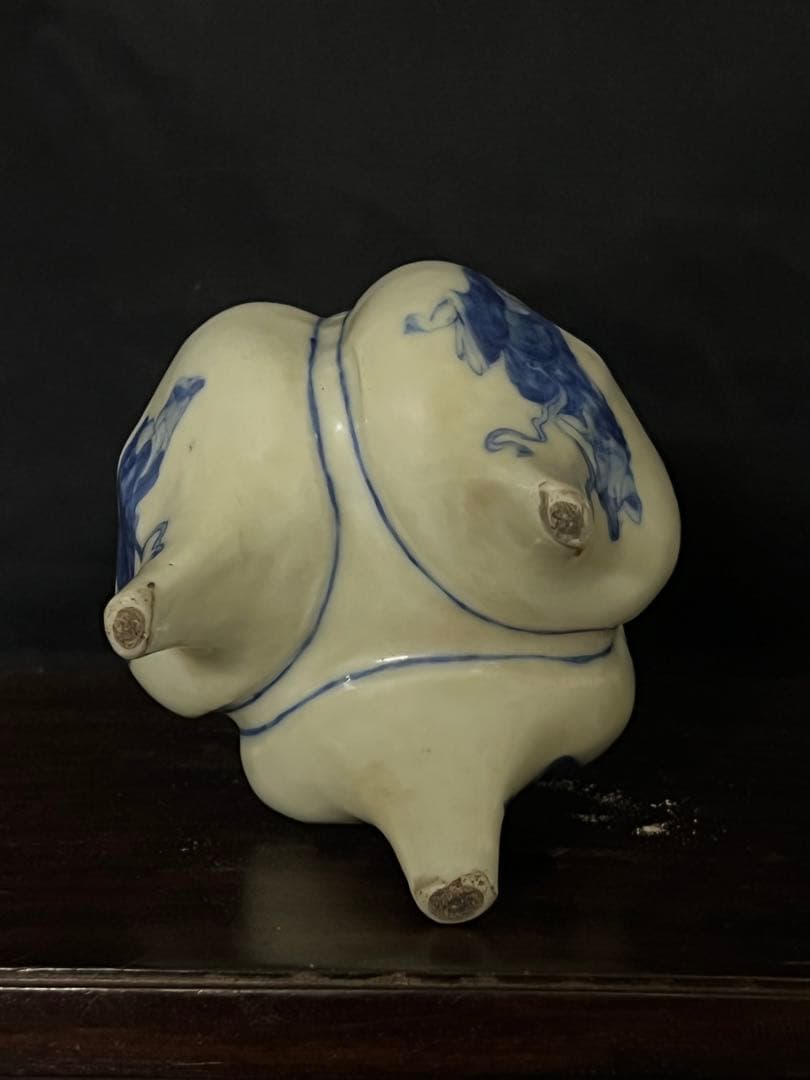 古美術　染付人物香炉　XG44-4