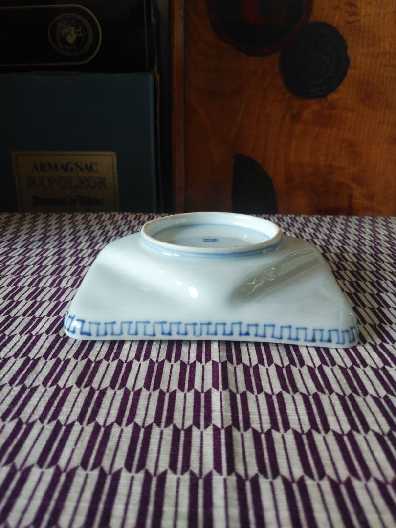 美品 古伊万里 色絵 染付 四方皿 正方形皿 アンティーク 陶芸 工芸品