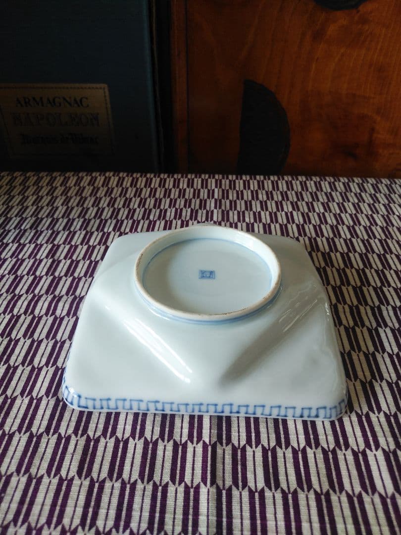 美品 古伊万里 色絵 染付 四方皿 正方形皿 アンティーク 陶芸 工芸品