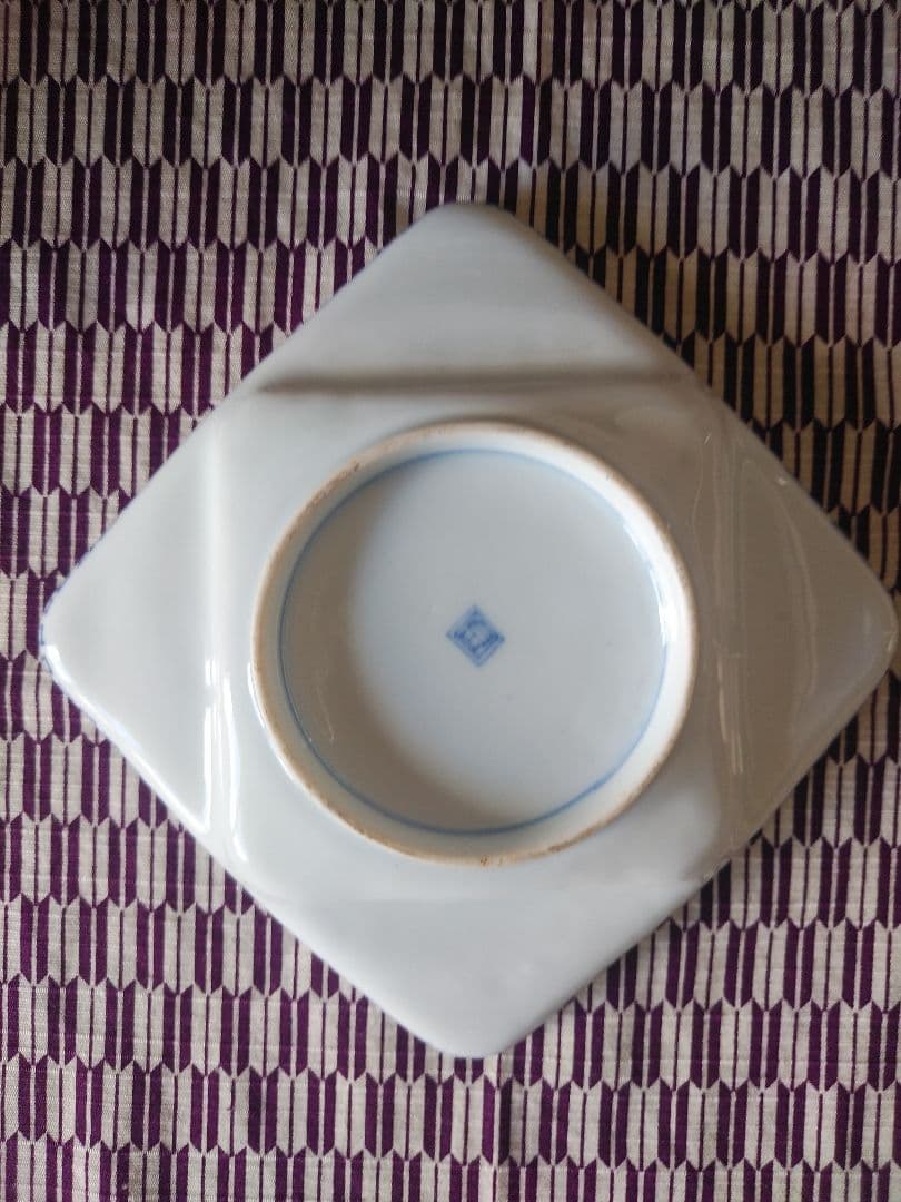 美品 古伊万里 色絵 染付 四方皿 正方形皿 アンティーク 陶芸 工芸品