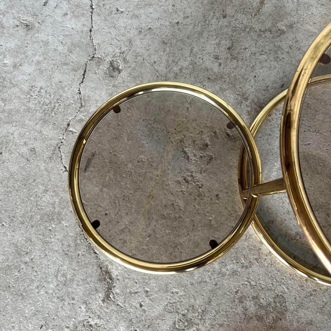 ✿北欧レトロ✿ミッドセンチュリー 3段ガラスサイドテーブル　ラウンドテーブル