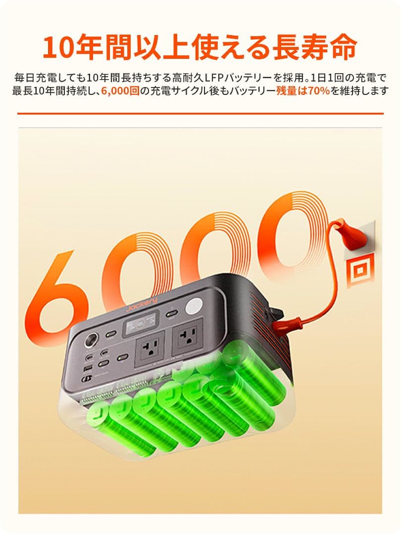 Jackery ポータブル電源 500New 512Wh リン酸鉄 定格500W