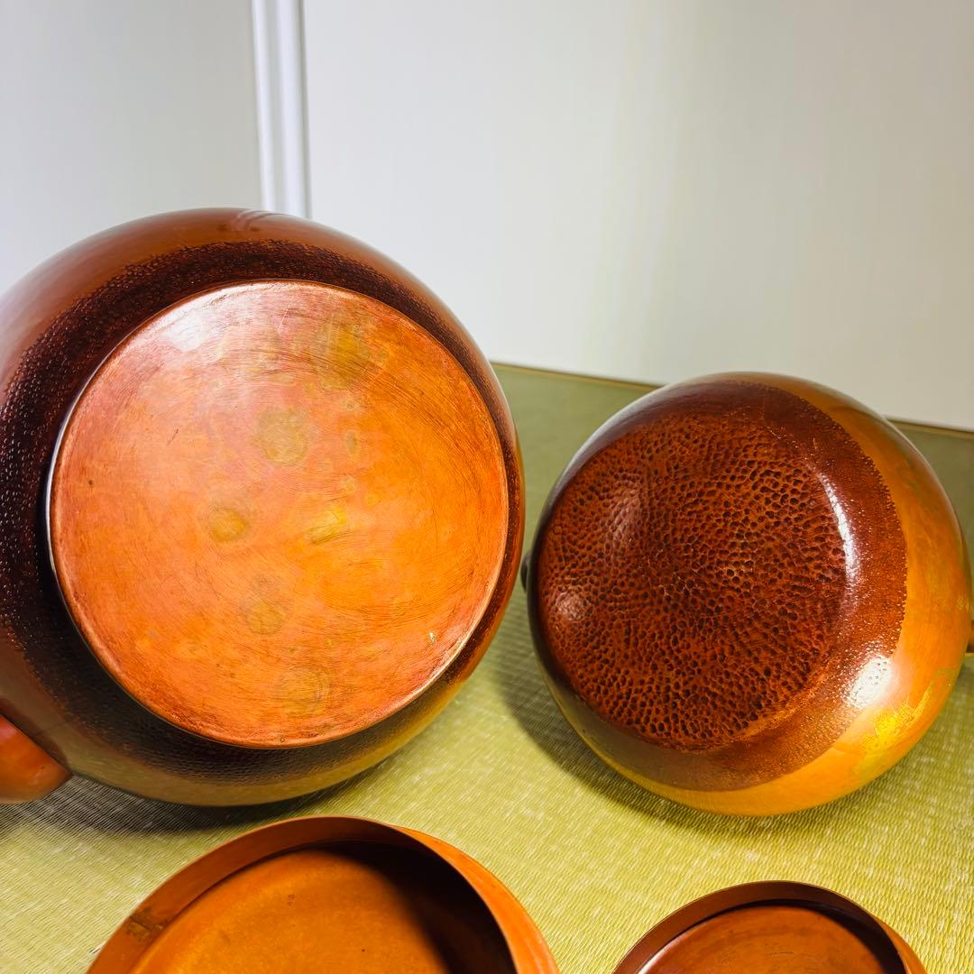 山川堂　夫婦薬缶　茶托　金彩　鎚起銅器口蓋付水次 大型 水注 湯沸し 茶道具