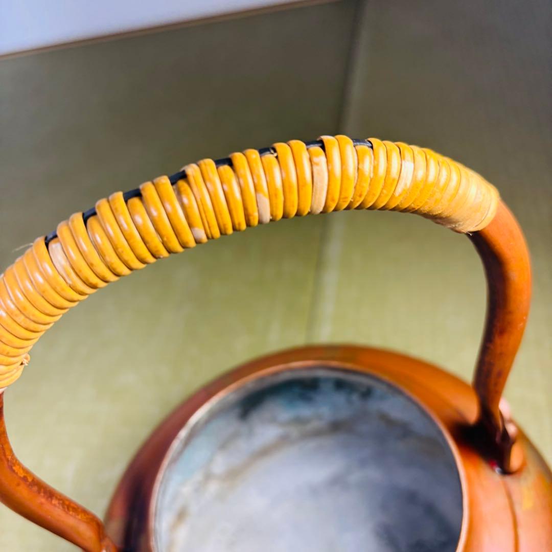 山川堂　夫婦薬缶　茶托　金彩　鎚起銅器口蓋付水次 大型 水注 湯沸し 茶道具