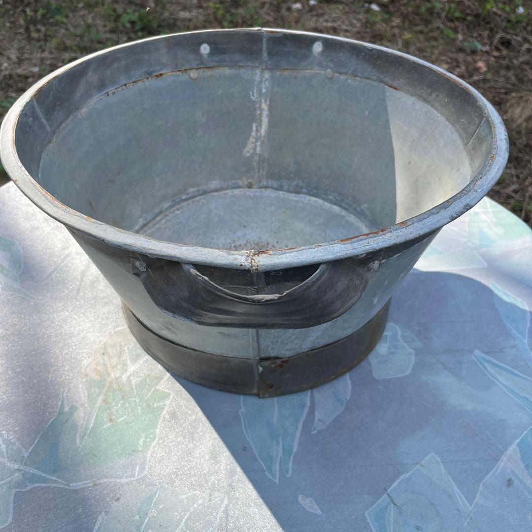 アンティーク　ブリキプランター　一部真鍮製