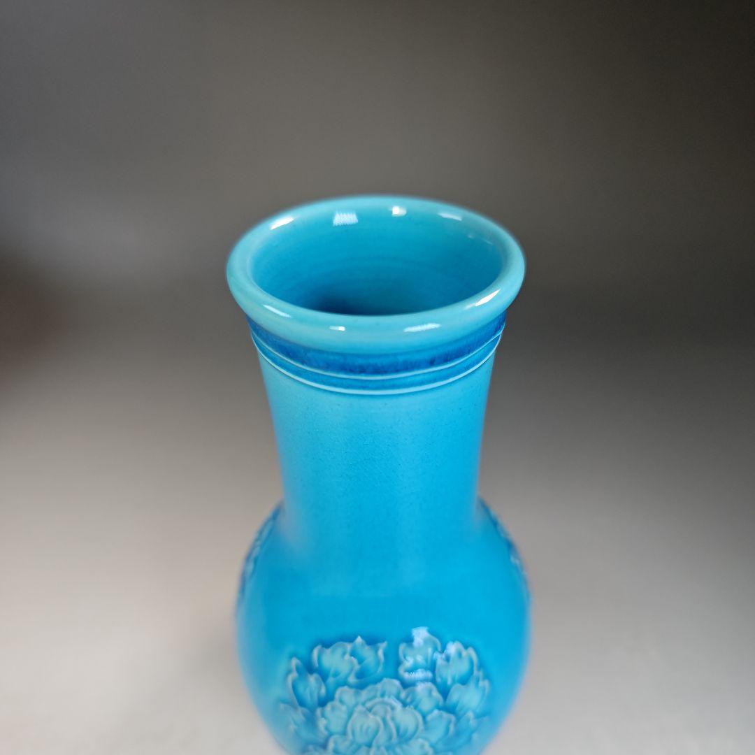 イ846 皆具『叶松谷作』『浅黄交趾　牡丹　皆具　木箱』茶道具　水指　健水　蓋置