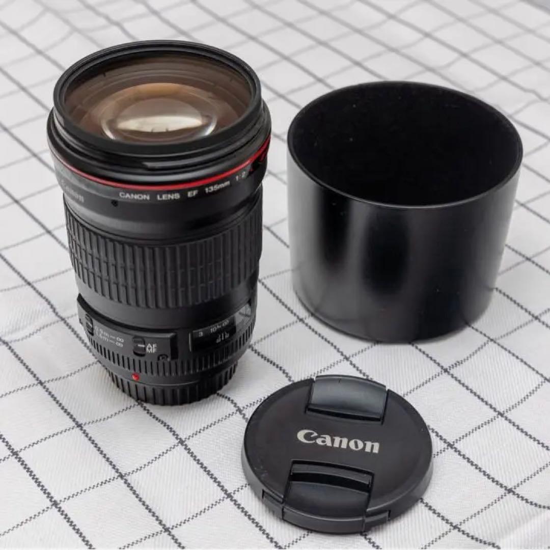 Canon EF135mm f/2L USM 純正フード、フィルター付き