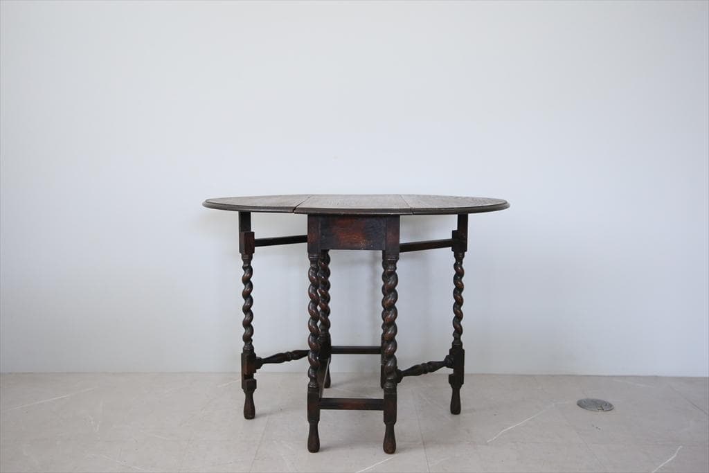 英国アンティーク木製ゲートレッグテーブル/ダイニング机バタフライ(89-261)