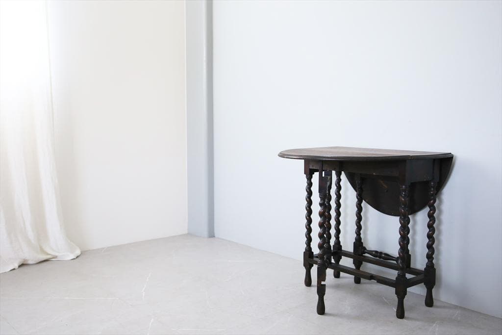 英国アンティーク木製ゲートレッグテーブル/ダイニング机バタフライ(89-261)