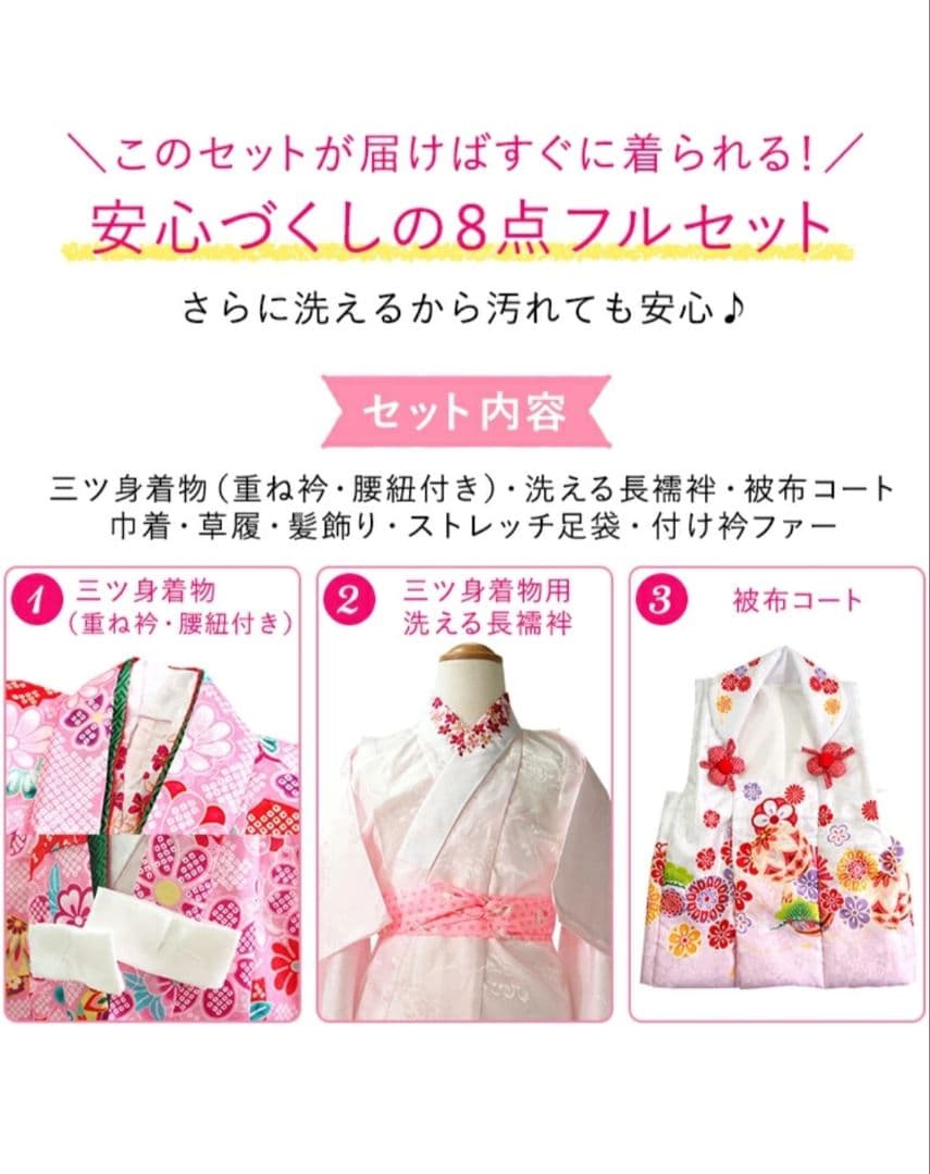 七五三 3歳 着物セット 水色 花柄