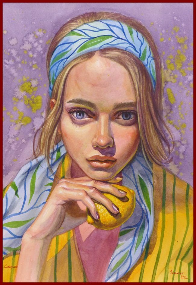 イラスト　原画　「レモンとの娘」