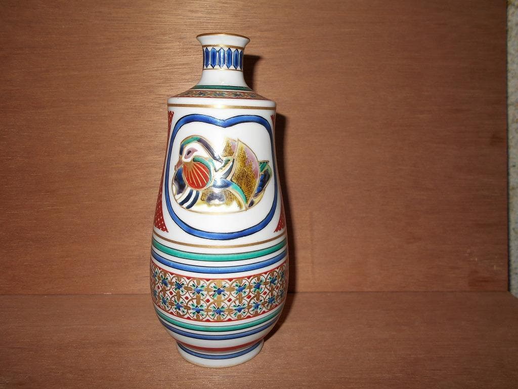 九谷焼　北出星光　色絵　瑞鳥紋陶瓶 : 九谷　花瓶　星光　北出塔次郎に師事