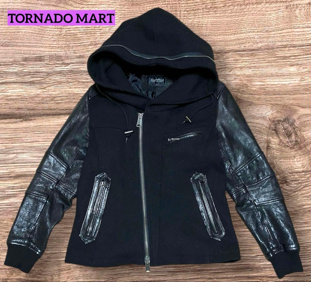 TORNADO MART レザージャケット やぎ革 ウール フードLL