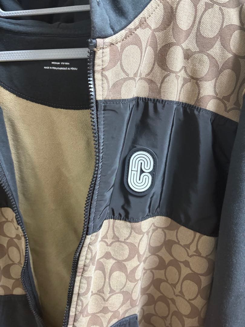 COACH ロゴ入りパーカー Mサイズ ベージュ/グレー