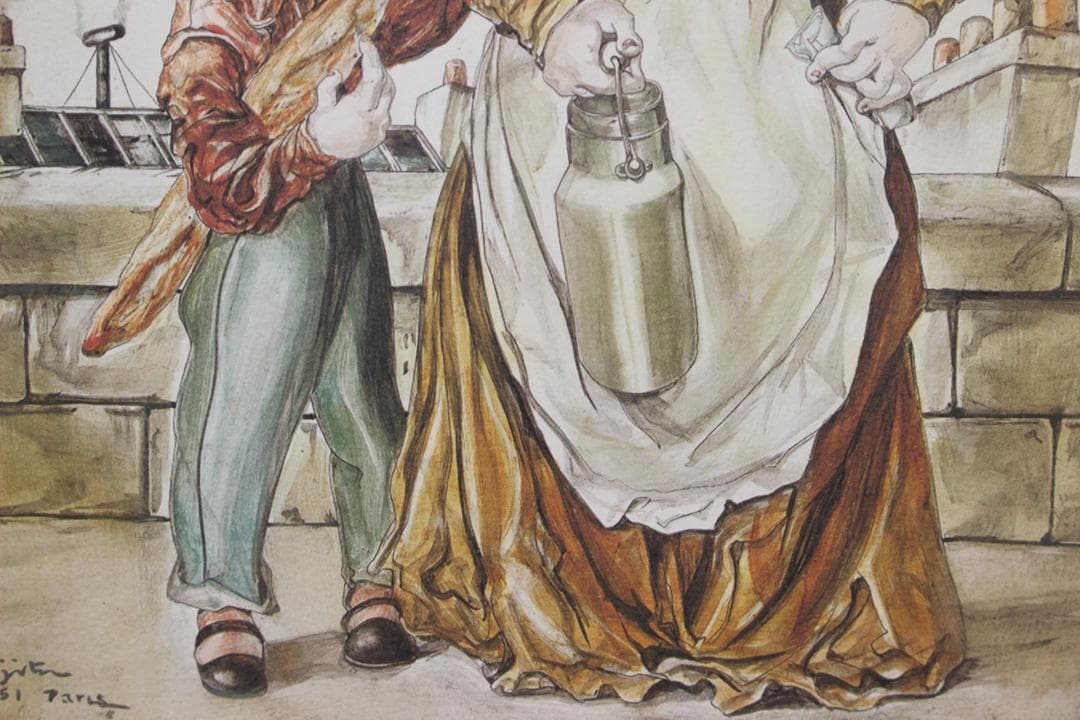 藤田嗣治 エスタンプリトグラフ「パンを持つ少女」販売証明書付き 250部限定