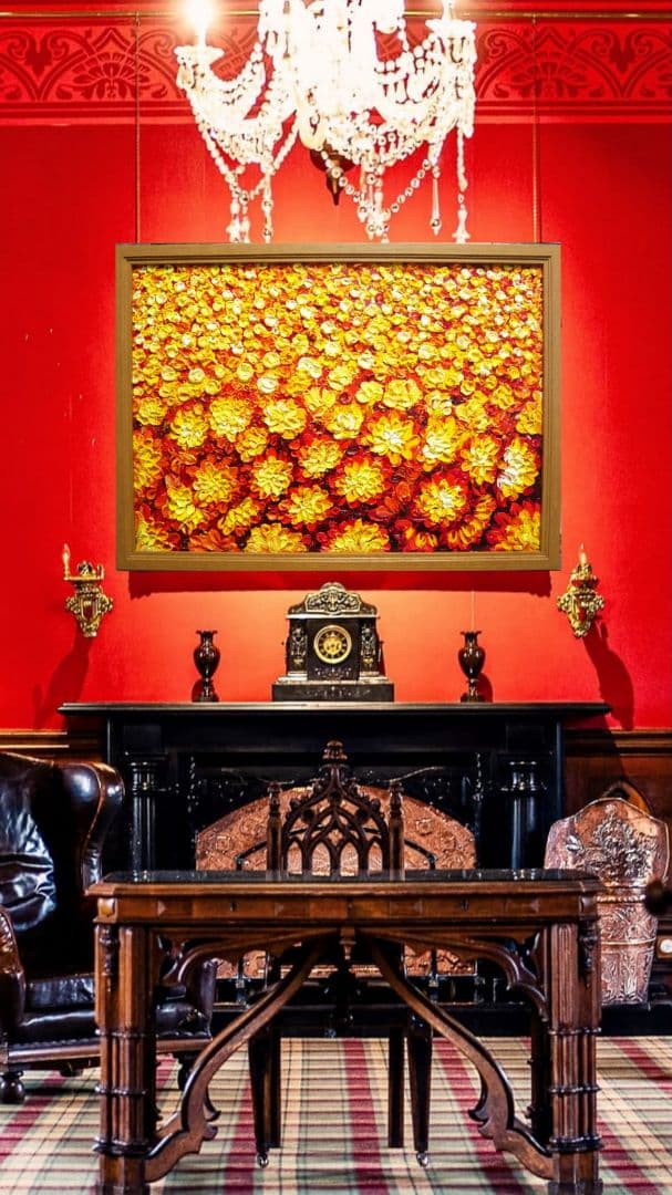 油絵 油彩 絵 絵画 マリーゴールド畑【A2】