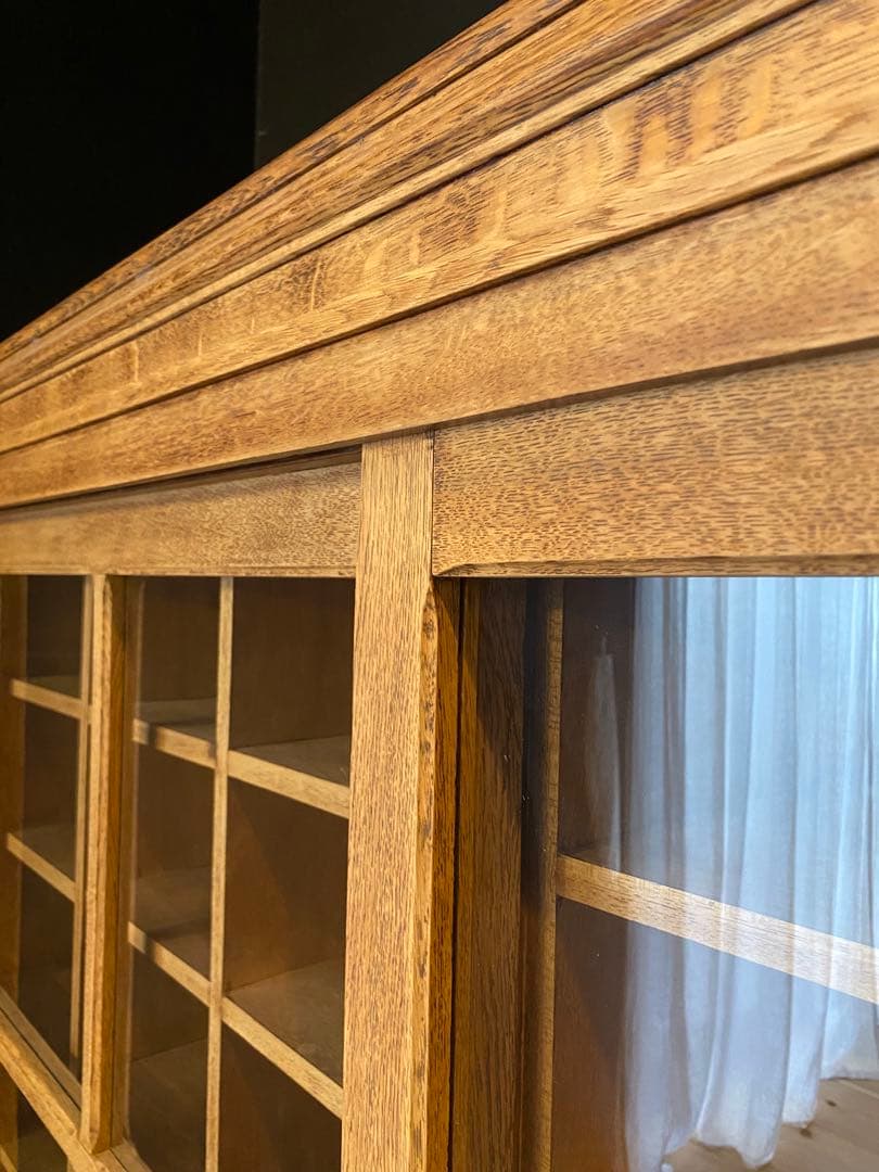 水屋箪笥　稀少　ガラス扉　収納棚　什器　古家具　水屋家具