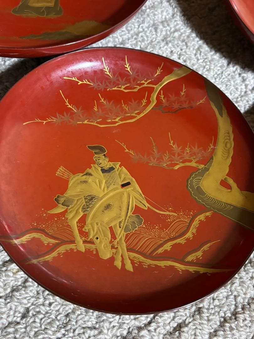 明治時代 金蒔絵 朱塗 祝議用 大盃 金彩絵図 漆器 骨董品 蔵出し 時代物