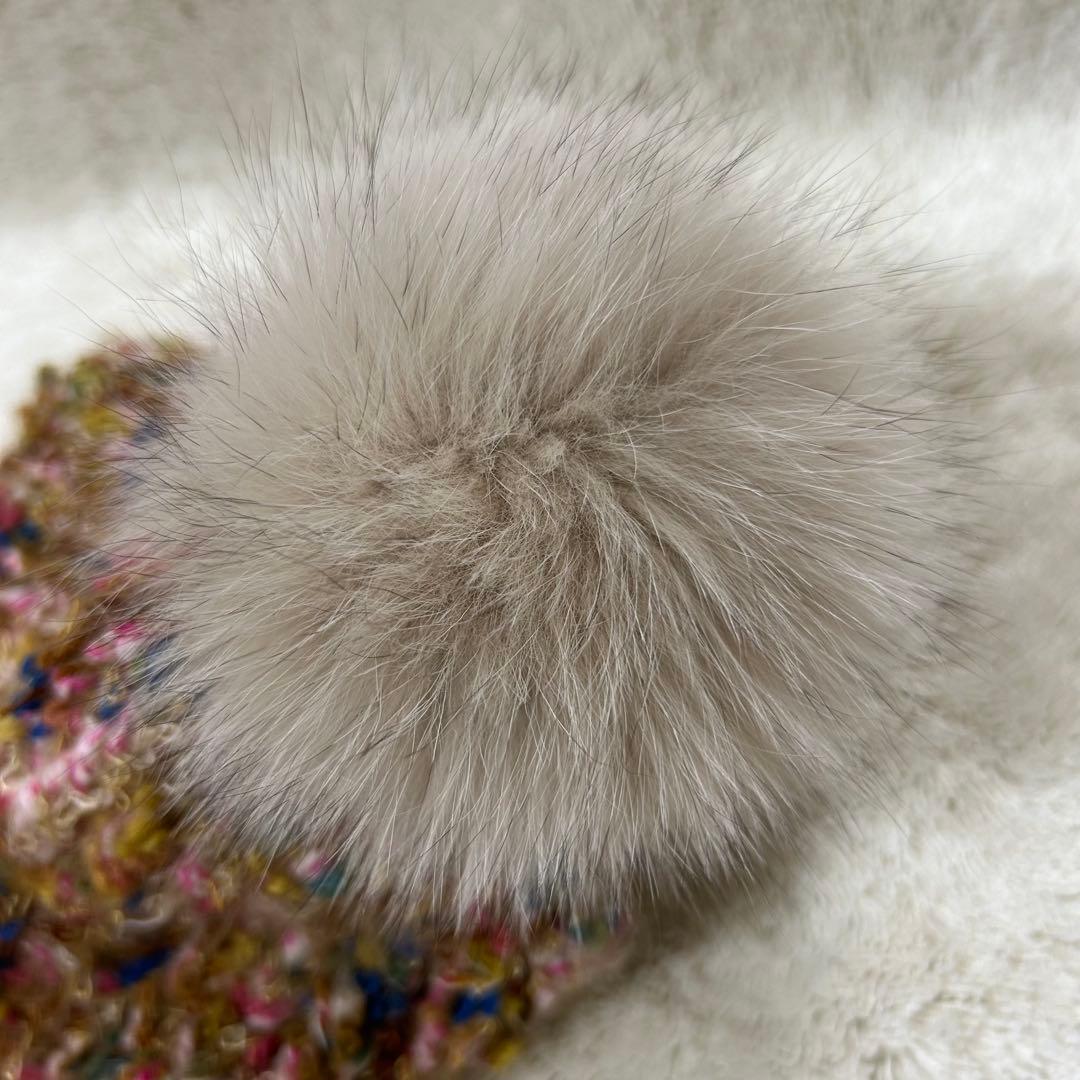 【CA4LA】　カシラ　未使用タグ付　フォックスファー　ニット帽　ウール