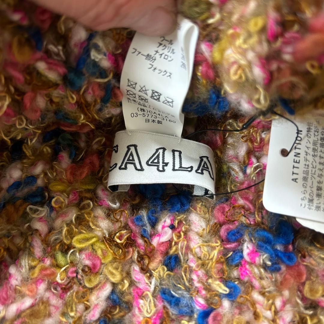 【CA4LA】　カシラ　未使用タグ付　フォックスファー　ニット帽　ウール