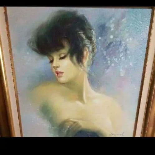 油彩画 油絵 真作 盧桄 油彩 婦人油絵です