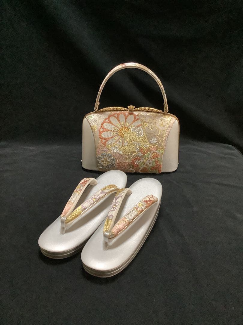 日本製　高級花柄和装用草履バックセット　Lサイズ