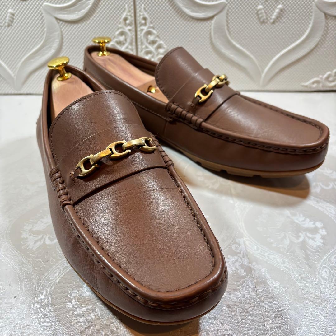 美品COACHシグネチャーチェーン ビットローファー　ラバーソール