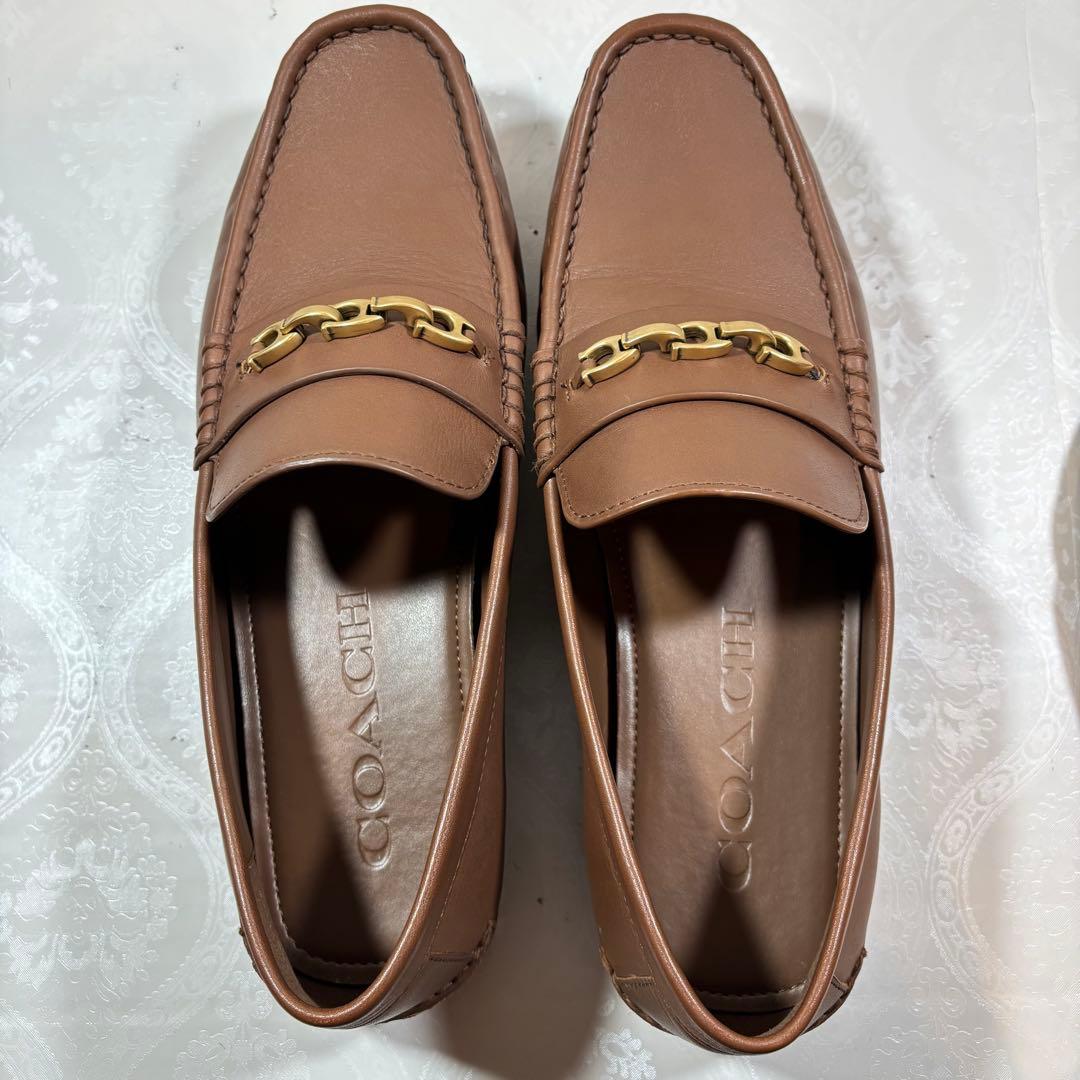 美品COACHシグネチャーチェーン ビットローファー　ラバーソール