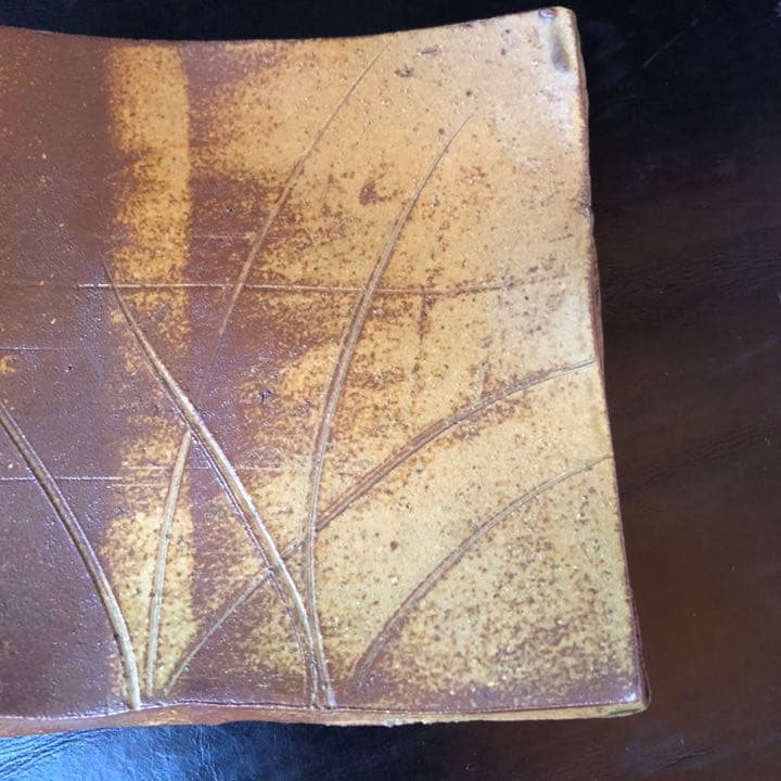 古美術品◼️お茶室よりステキな雰囲気の菓子皿が出てきました、茶道具、備前焼、角皿