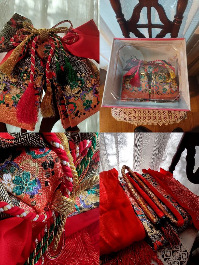 七五三　着物　筥迫セット　　7歳　女の子　絞り柄　袋帯