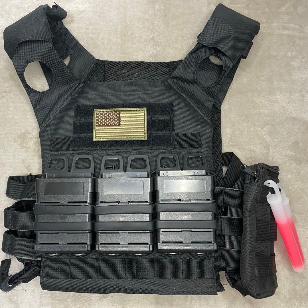 JPC プレートキャリア&ファーストラインセット　サバゲー黒装備