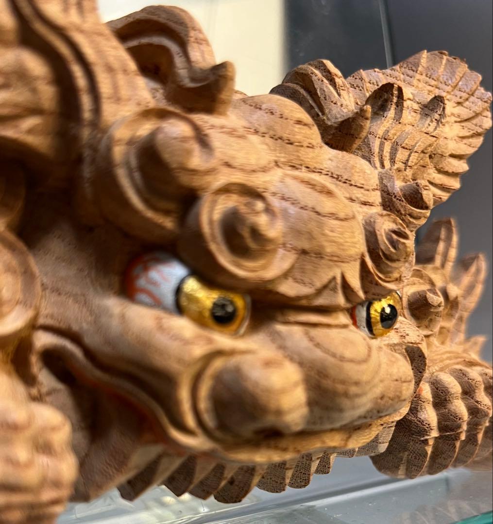 【木彫　獅噛】だんじり　魔除け　社寺彫刻　宮彫り　山車　悪疫を噛み砕く