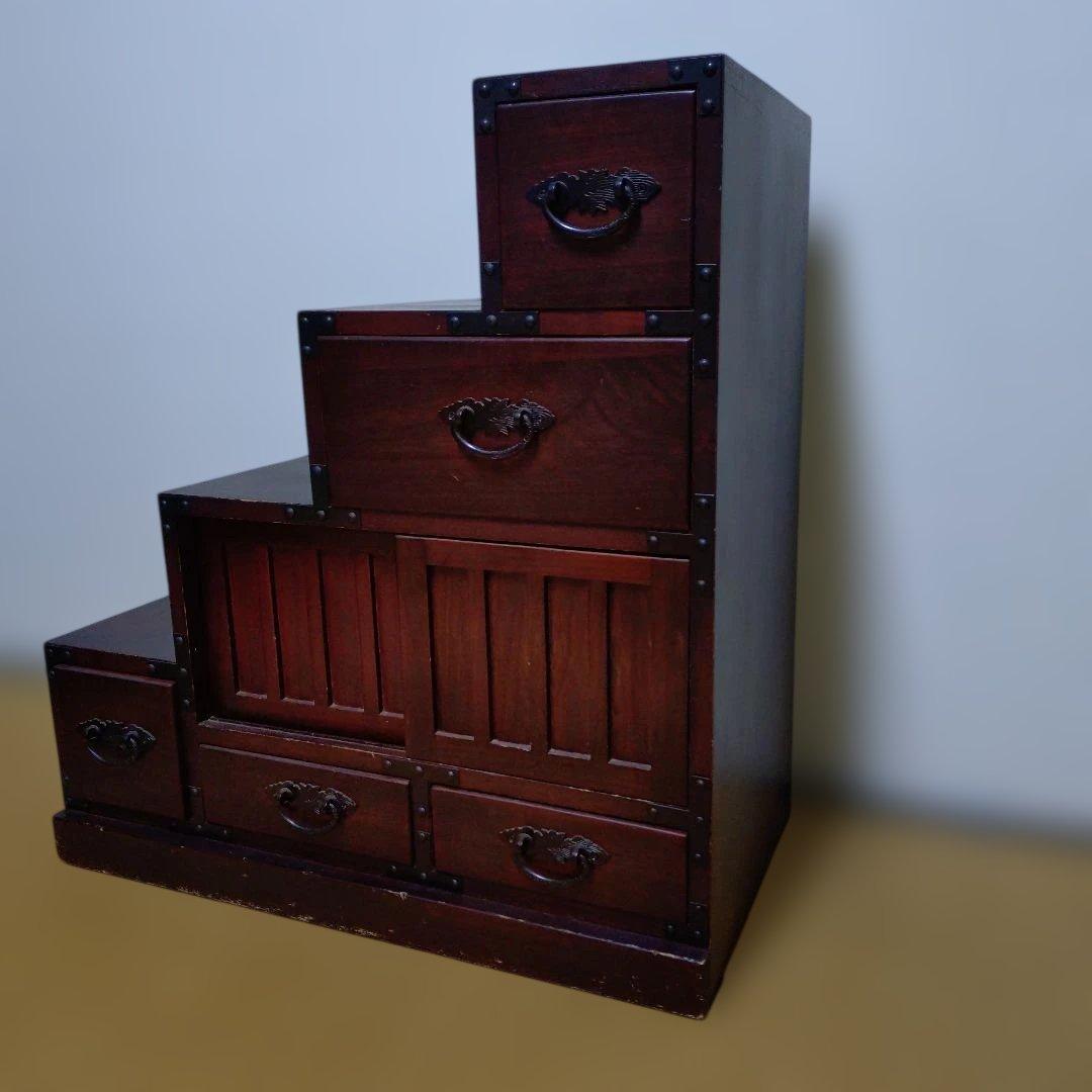 民芸調家具 階段箪笥　右上がり