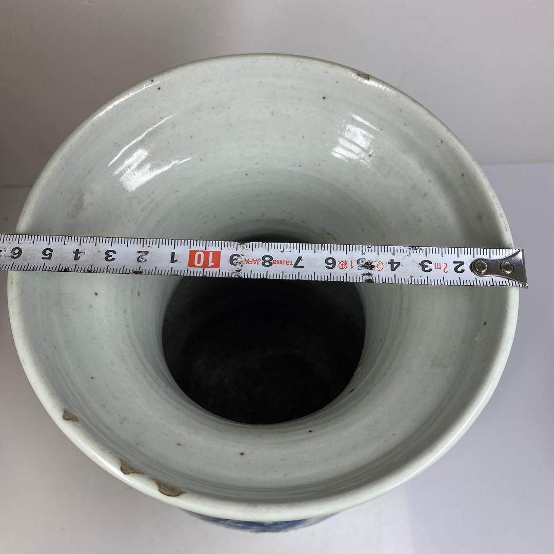 専用中国清時代　染付　花鳥紋　花瓶　高さ約33.2㎝　木箱付　東さ7-0304①