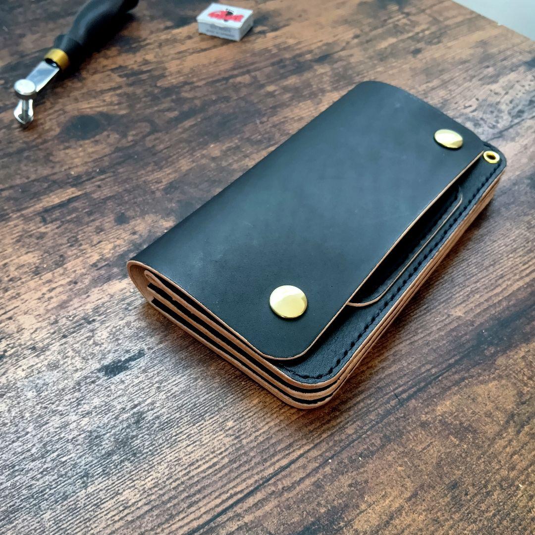 ★丘染め　ブラック★ロングトラッカーウォレット