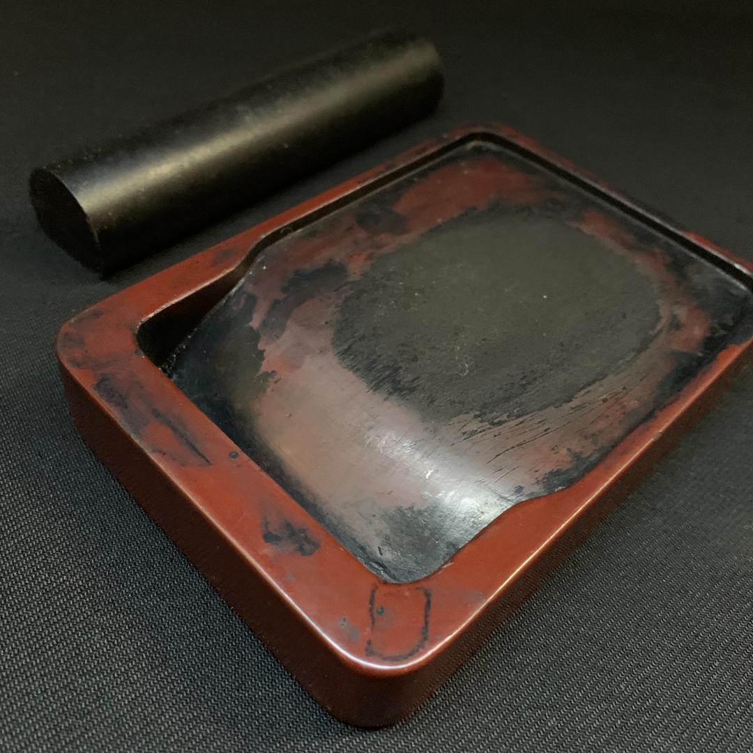 中国 骨董 硯 文鎮 箱 彫刻 書道 古 道具 文箱 漆 筆入 時代 美術