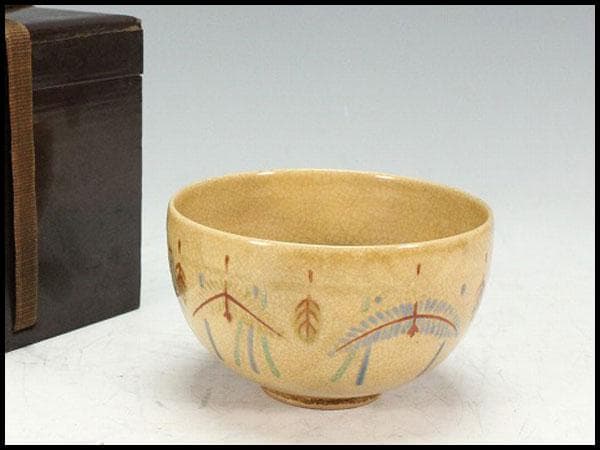 茶道具 古清水 しめ縄絵 茶碗 美品(K-BB519)