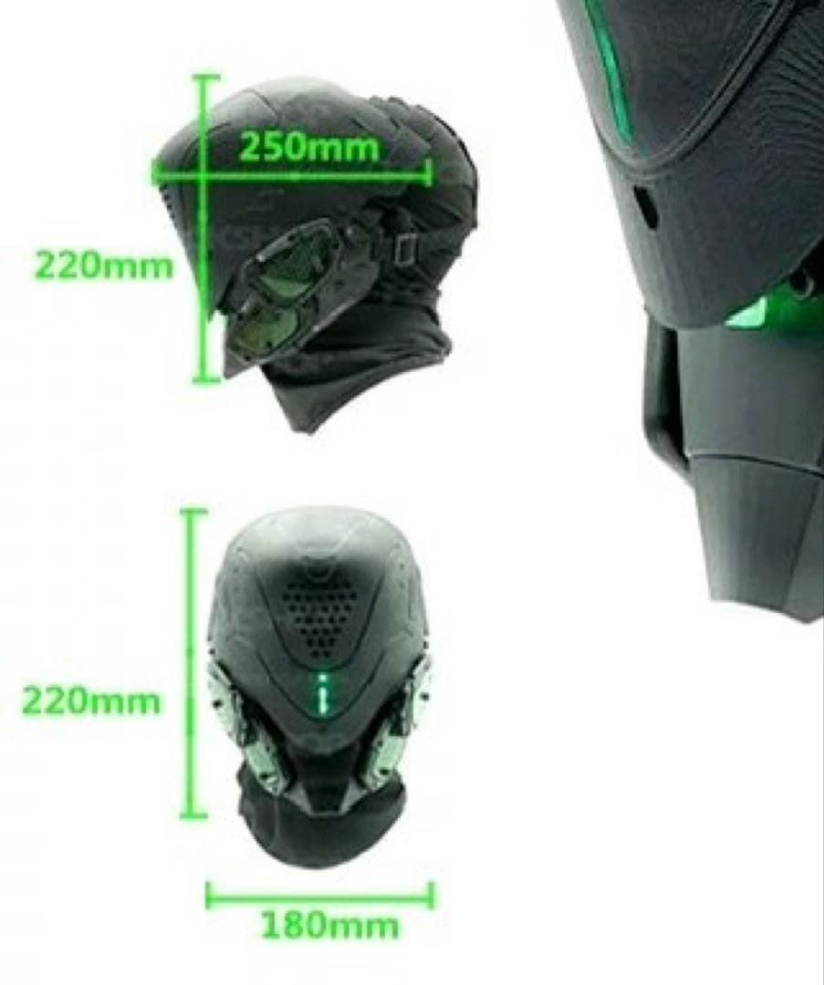 サイボーグ風フェイスマスク ブラック/ゴールド　サイバーパンク　コスプレ