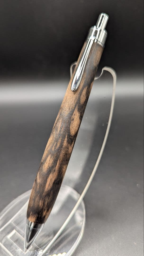 384ペン工房翌檜　極上　黒柿　孔雀杢　木軸シャーペン　ボールペン