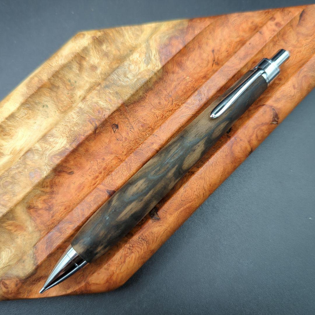 384ペン工房翌檜　極上　黒柿　孔雀杢　木軸シャーペン　ボールペン