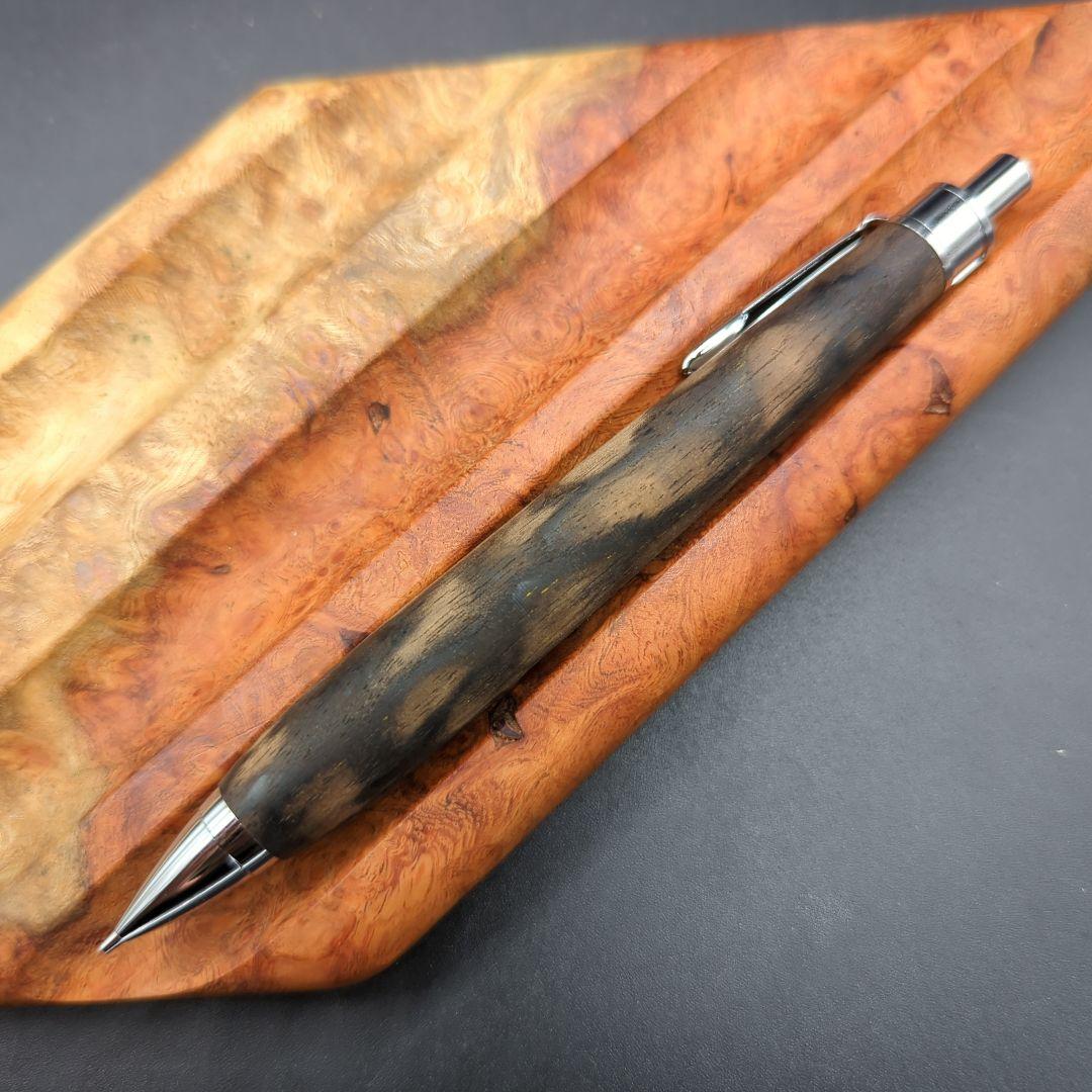 384ペン工房翌檜　極上　黒柿　孔雀杢　木軸シャーペン　ボールペン