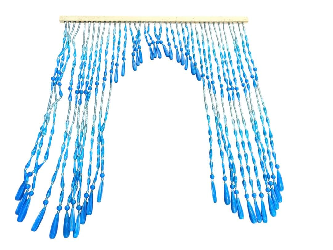 昭和レトロ　ビーズのれん　ブルー当時物　レトロポップ珠のれん