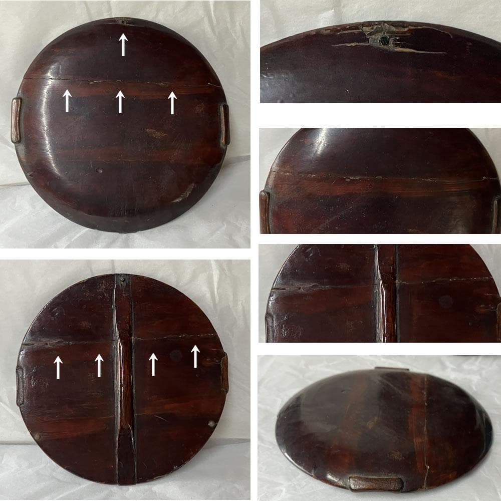 p042 唐物 寄木 手付籠 蓋物 菓子器 籠 手付篭 茶道具