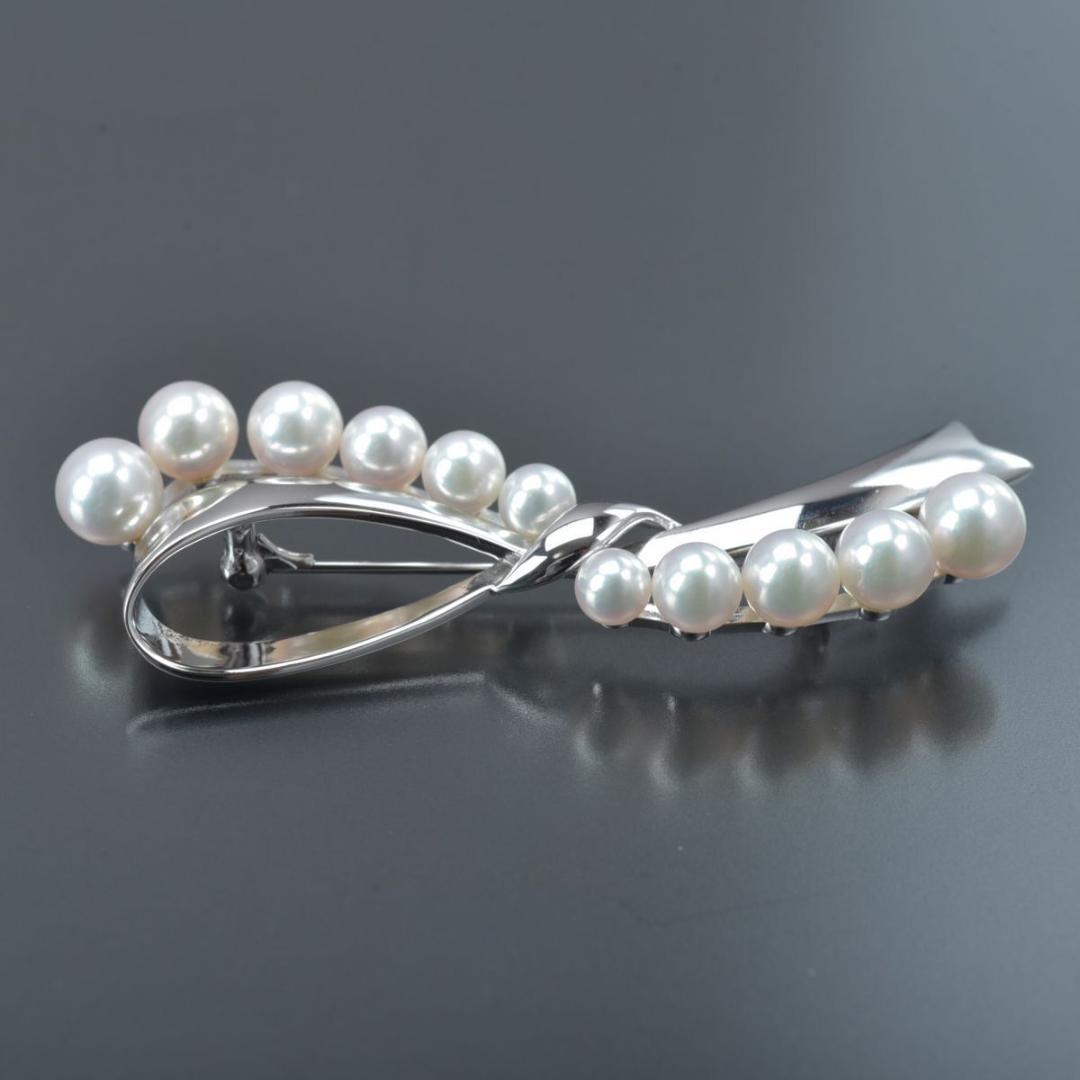 美品 ミキモト アコヤ真珠 ブローチ シルバー S刻印パール約6.4～4.5mm