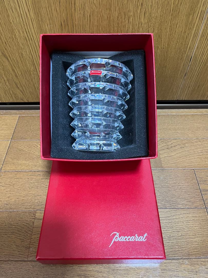 Baccarat クリア ストライプデザイン 花瓶