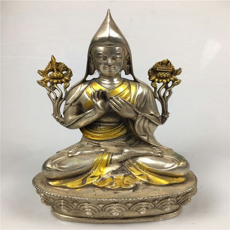 古玩芸品白銅宗喀巴仏像置物インテリア置物