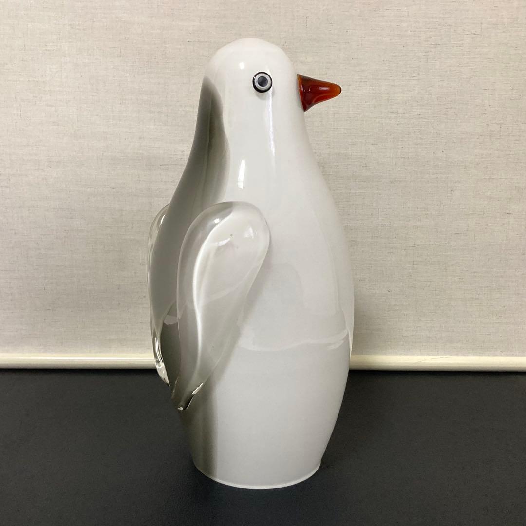 岩津ガラス ペンギン 置物 オブジェ ランプシェード スタンド 工芸品 レトロ
