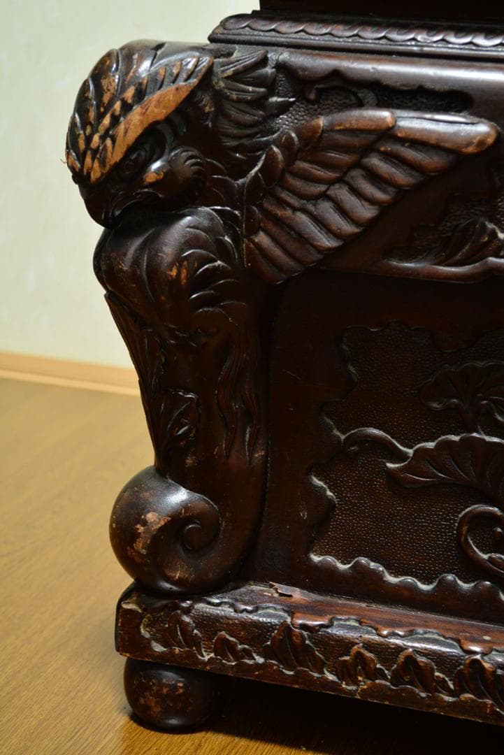 18-19世紀　希少　唐木　龍鳳凰彫刻　中国　長椅子　高級家具　アンティーク