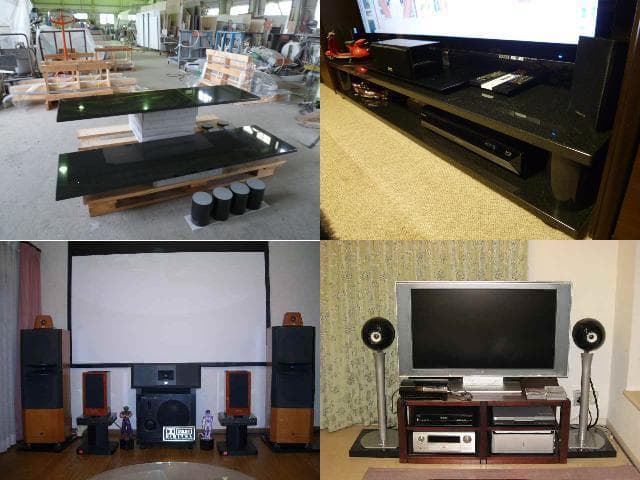 高級 天然黒御影石 オーディオボード●400×350×30●5面磨き● 送料無料