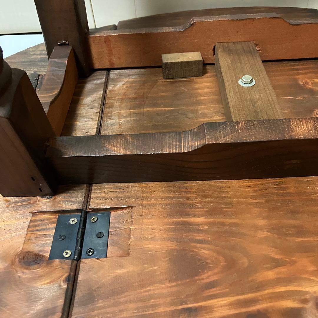 木製折りたたみ式ローテーブル　アンティークコーヒーテーブルバタフライ机楕円机